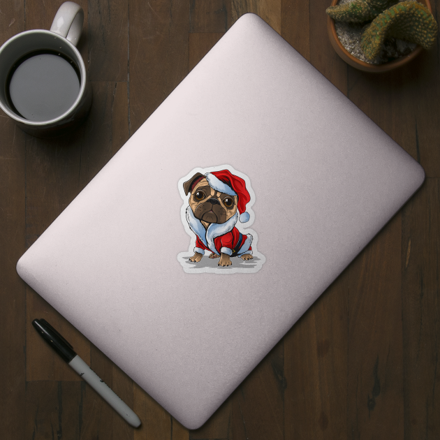 Cute Christmas Pug Santa Suit by HolidayBug